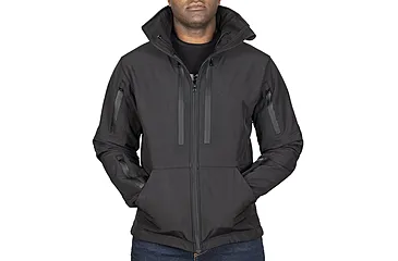 221B Tactical Tradecraft Tactical EDC/CCW Jacket 2.0 w/ Level IIIA Front &amp; Back Panels - Men's, Large, Black, TRDJKT20FBP-L-BLK