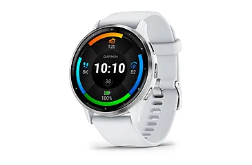 Garmin Venu 3 Watch, Silver Stainless Steel Bezel w/ Whitestone Case and Silicone Band, 010-02784-00