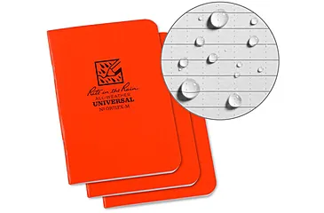 Rite in the Rain Stapled Mini Notebook, Universal, 3 Pack, Orange, OR71FX-M