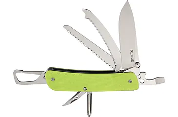 RUIKE LD43 Trekker Multi-Tools, Folding Knife, 4.5in Closed, Green G10 Handle, Thumb Stud, Green, LD43