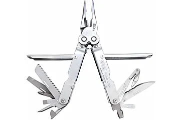 SOG Specialty Knives &amp; Tools PowerLock Multi-Tool w/ V-Cutter, Nylon Sheath, Silver/Satin, SOG-S62N-CP