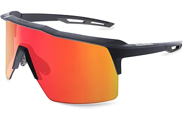 WarBird Ghost Wolf Glasses, Navy Frames/ Brown Lens/Red Shield, EYGWNYBRRDR